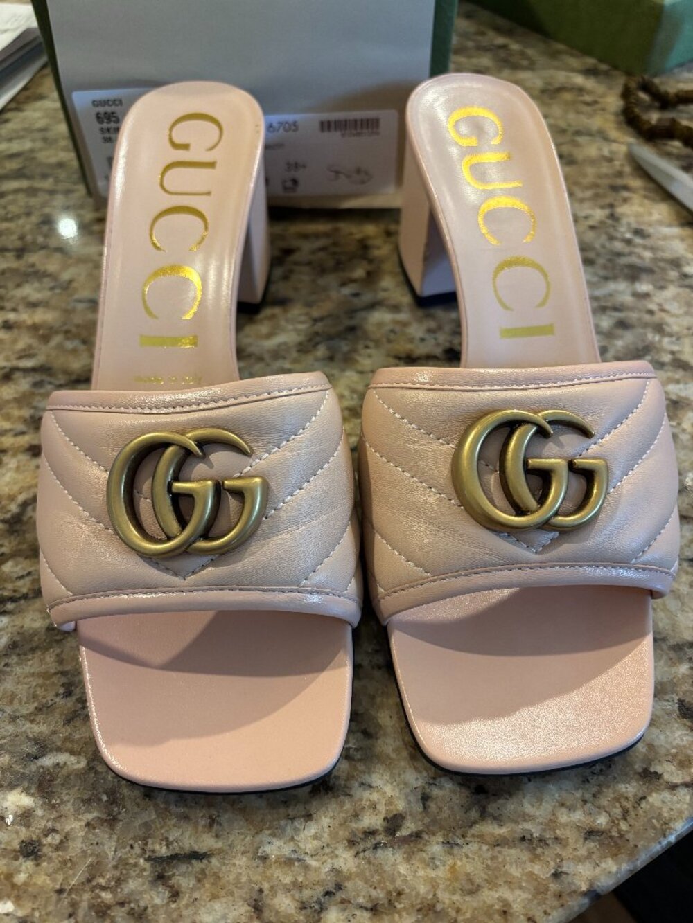 Gucci Women's Double G Marmont Slide Sandal Rose Pink